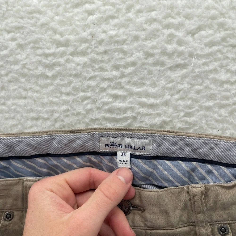 Peter Millar Pants Mens 36 Beige 5 Pocket Sateen Chino Preppy Office Luxury